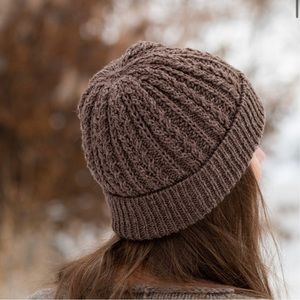Hand knit cabled hat